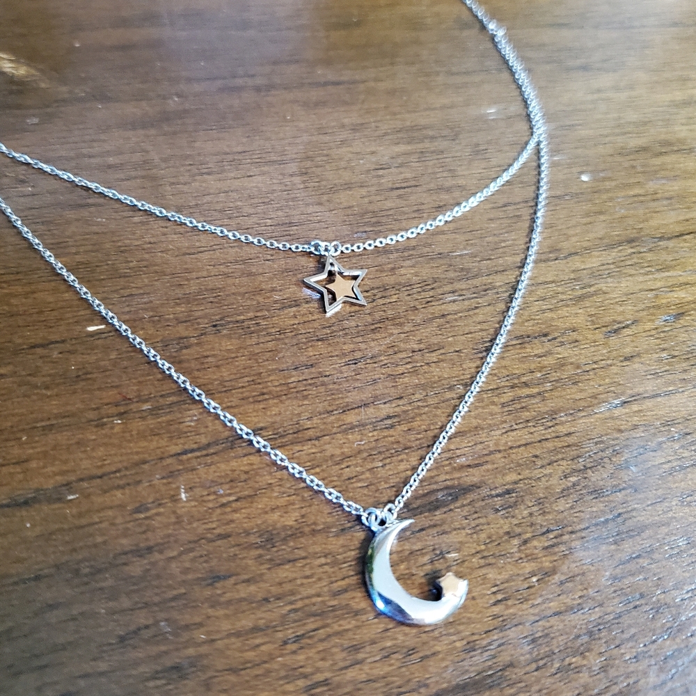 Layered Moon and Star Necklace